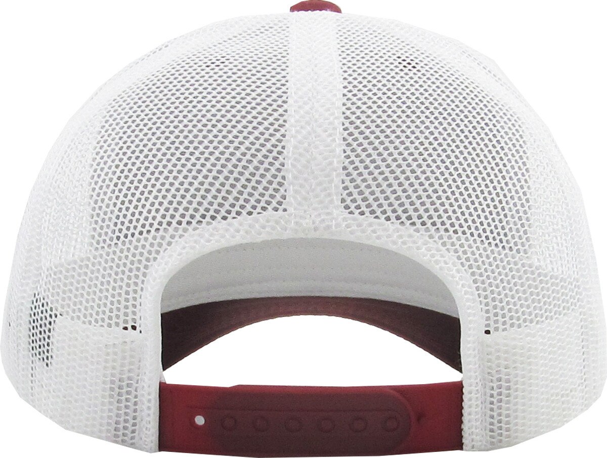 Burgundy White Two Tone Classic 6 Panel Trucker Mesh Snapback Back View